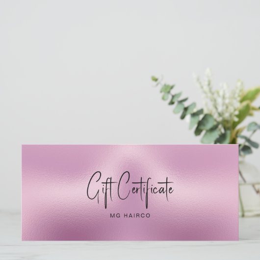 Chic Salon Metallic Roze & Zwart Cadeaubon (Staand voorkant)