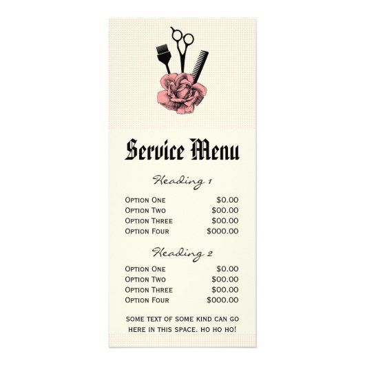 Chic salon Service Menu Mod Pinkrose Schaar Haar (Voorkant)