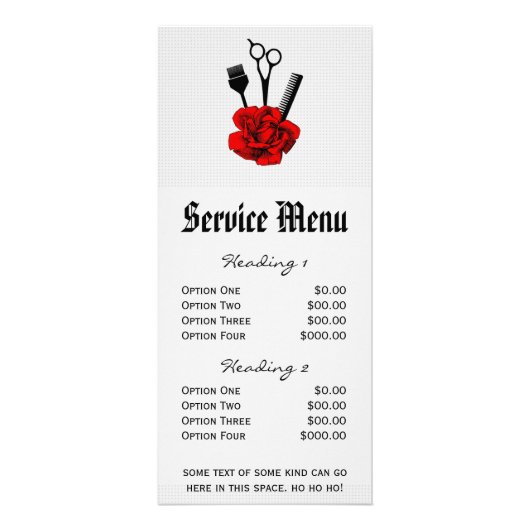 Chic salon service menu mod rode roos schaar haar (Voorkant)