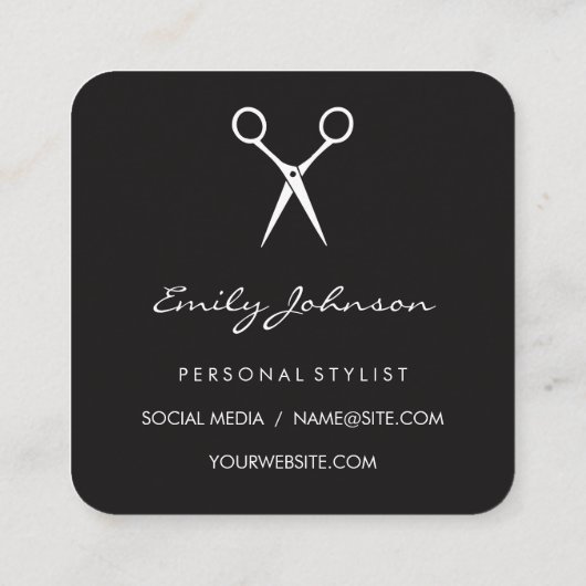 Chic Salon Stylist | dameskapster | Floral Vierkante Visitekaartje (Achterkant)