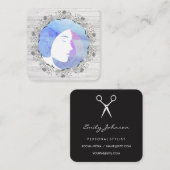 Chic Salon Stylist | dameskapster | Floral Vierkante Visitekaartje (Voorkant / Achterkant)