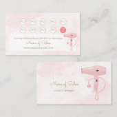 Chic Salon Zachte Roze Glitter Haardroger Loyalite Klantenkaartje (Voorkant / Achterkant)
