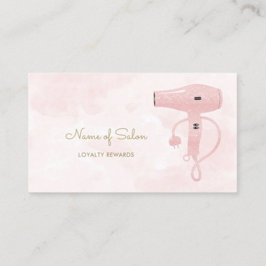 Chic Salon Zachte Roze Glitter Haardroger Loyalite Klantenkaartje (Achterkant)