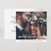 Chic Same Love Nieuwe Plannen Wijziging Datum Foto Aankondiging (Voorkant / Achterkant)