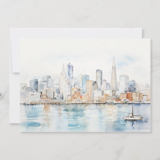 Chic San Francisco Landscape Rehearsal Dinner Kaart (Achterkant)
