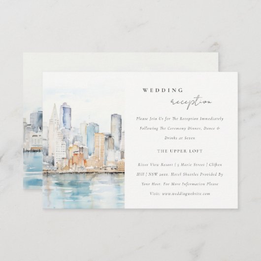 Chic San Francisco Landscape Wedding Reception Informatiekaartje (Voorkant / Achterkant)