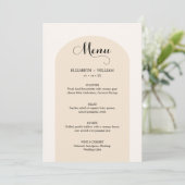 Chic Sand Beige Arch Lijst Weddenschap Menu (Staand voorkant)