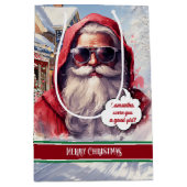 Chic Santa Claus Gift Bag Funny Holiday Medium Medium Cadeauzakje (Voorkant)