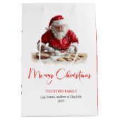 Chic Santa Claus Trendy Editable Christmas Bags Medium Cadeauzakje (Voorkant)
