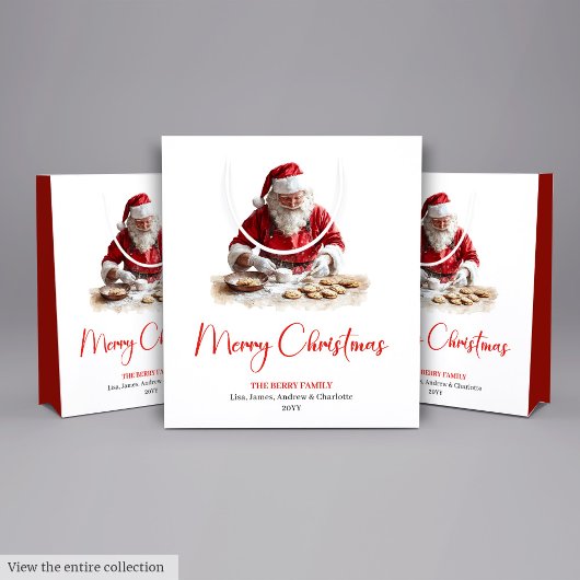 Chic Santa Claus Trendy Editable Christmas Bags Medium Cadeauzakje