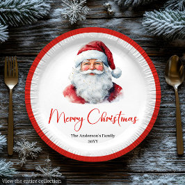 Chic Santa Claus Trendy Editable Christmas Plates Papieren Bordje