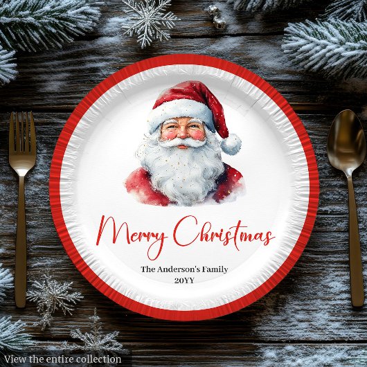 Chic Santa Claus Trendy Editable Christmas Plates Papieren Bordje