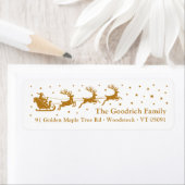 Chic Santa's Sleigh Gold Christmas Retouradres Etiket (Insitu)