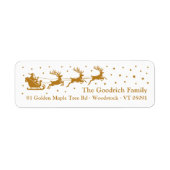 Chic Santa's Sleigh Gold Christmas Retouradres Etiket (Voorkant)