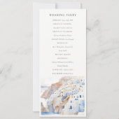 Chic Santorini Griekenland Waterverf bruiloft prog Kaart (Achterkant)