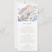 Chic Santorini Griekenland Waterverf Trouwmenu Kaa Kaart (Voorkant)