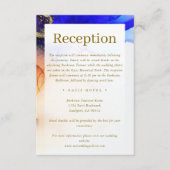 Chic Sapphire Blue Oranje Gold Wedding Informatiekaartje (Voorkant)