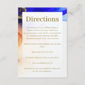 Chic Sapphire Blue Oranje Gold Wedding Informatiekaartje (Achterkant)