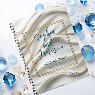 Chic Satijn Bruiloft Blauw en Gouden Planner Notit Notitieboek