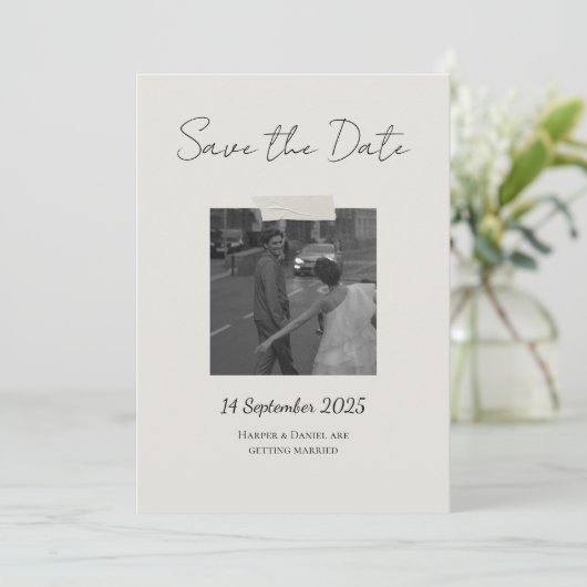 Chic Save The Date Card with personal touch Bedankkaart (Staand voorkant)