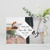 Chic Save the Date Fotocollage Wedding Kaart (Staand voorkant)