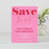 Chic Save the date Rood Roze 82ste verjaardag Kaart (Staand voorkant)