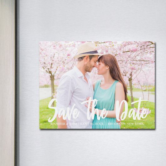 Chic Save the Date Verloving Foto Magnetische Kaar