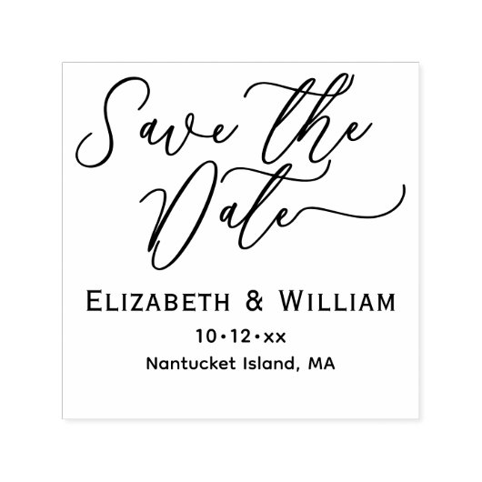 Chic Save the Date Wedding Typography #1 Name Date Zelfinktende Stempel (Design)