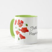 Chic Scarlet Field Poppies Ringer Coffee Mok (Voorkant links)
