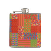 Chic Scarlet Poppies Faux-patchwork Hip Flask Heupfles (Voorkant)