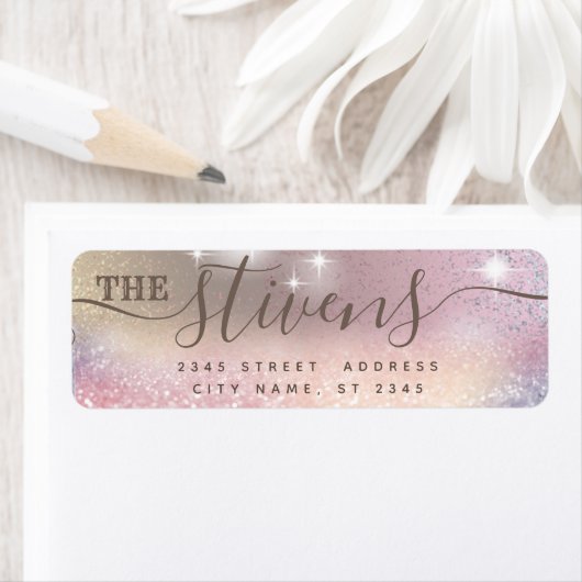 Chic schattig script glittery familie etiket (Insitu)