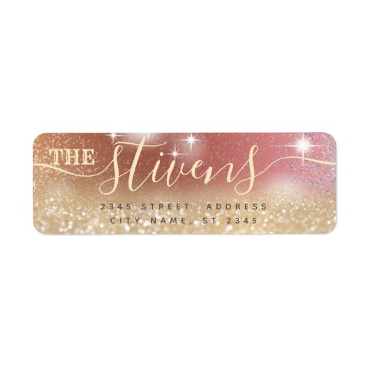 Chic schattig script glittery familie etiket (Voorkant)