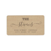 Chic schattig script minimalistisch burlap familie etiket (Voorkant)