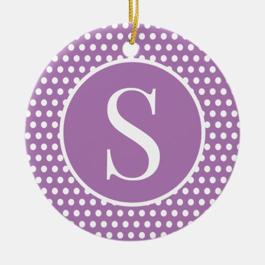 Chic Schattige initiaal brief Polka Dot Keramisch Ornament (Voorkant)