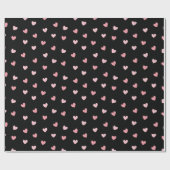 Chic Schattige Roze Harten Zwart Romantisch Cadeaupapier (Vlak)