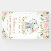 Chic Schattigee olifant roze bloemen achtergrond W Spandoek (Horizontaal)