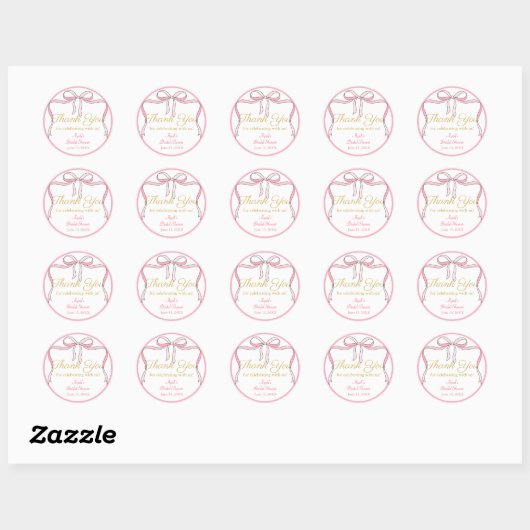 Chic Schattigee Roze Bow Party Favoriet Ronde Sticker (Vel)
