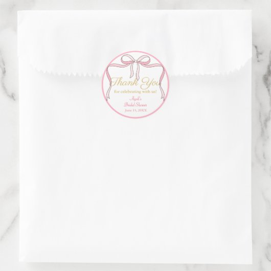 Chic Schattigee Roze Bow Party Favoriet Ronde Sticker (Tas)