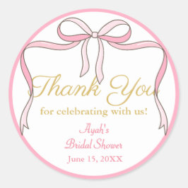 Chic Schattigee Roze Bow Party Favoriet Ronde Sticker