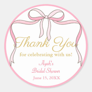 Chic Schattigee Roze Bow Party Favoriet Ronde Sticker