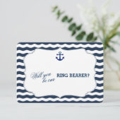 Chic Scheepvaart Navy Golven WEES MIJN RINGDRAGER Kaart (Staand voorkant)