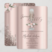 Chic-schijven, glas, Rozen Brunch en bubbelig Kaart (Voorkant / Achterkant)