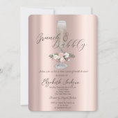 Chic-schijven, glas, Rozen Brunch en bubbelig Kaart (Voorkant)