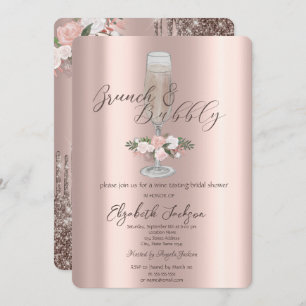 Chic-schijven, glas, Rozen Brunch en bubbelig Kaart