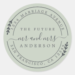 Chic Schrift Toekomst Meneer Mevrouw Retouradres Ronde Sticker