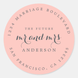 Chic Schrift Toekomst Meneer Mevrouw Trouw Retoura Ronde Sticker