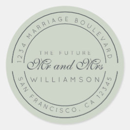 Chic Schrift Toekomst Meneer Mevrouw Trouw Retoura Ronde Sticker