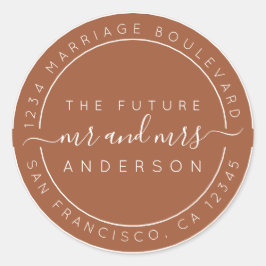 Chic Schrift Toekomstige Mijnheer Mevrouw Trouw Re Ronde Sticker