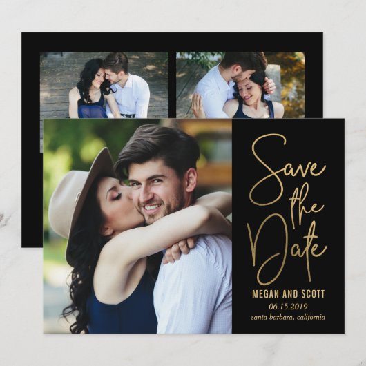 Chic-schrijfbare KLEUR slaat de datum Gold op Kaart (Voorkant / Achterkant)