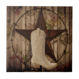 Chic schuur hout Texas Star Westerne land cowgirl Tegeltje